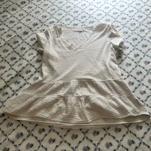 Women's Cream V-Neck Peplum Top